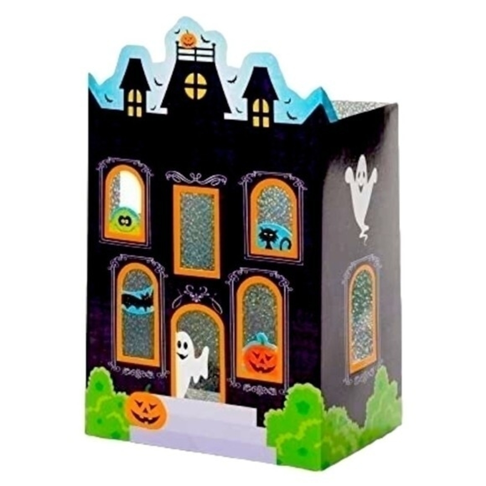 Set of 4 Haunted House Holographic Luminaries Halloween Decorations NIB - Picture 2 of 4